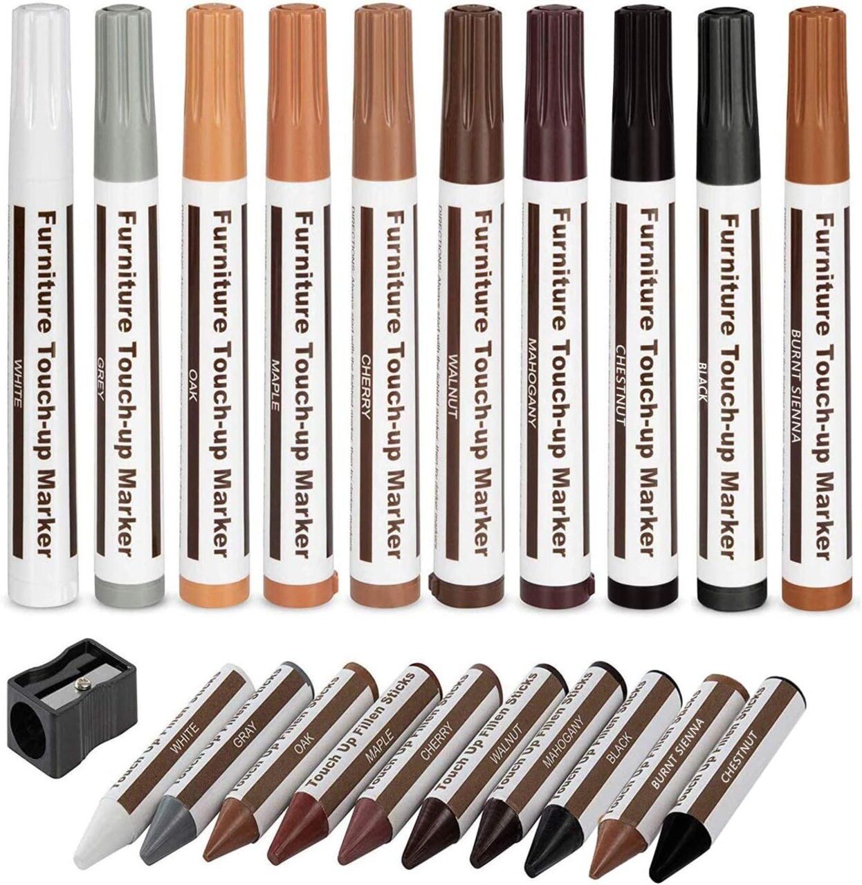 Furniture Repair Kit – 21PC Wood Markers & Wax Sticks for Scratches, Stains & Touch-Ups on Furniture